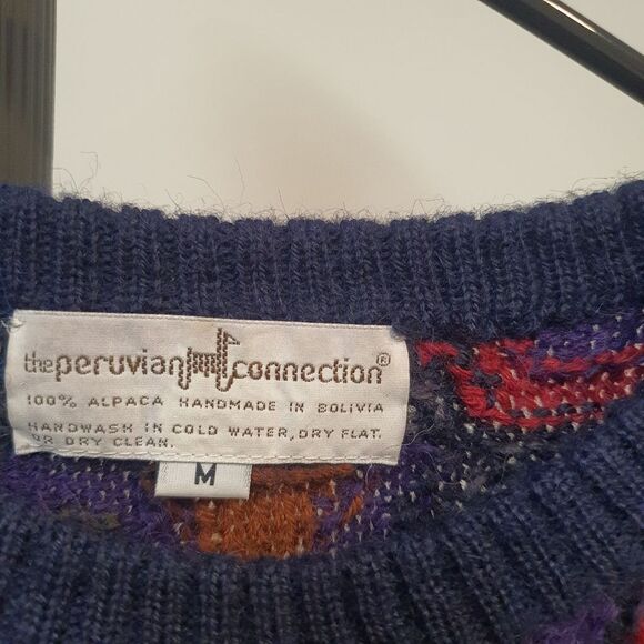 PERUVIAN CONNECTION Alpaca Embroidered colorful sweater size Medium - Picture 4 of 12